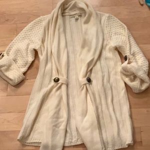 Ivory Acrylic Flyaway Cardigan Sweater